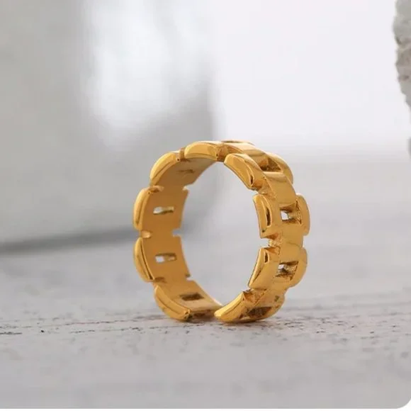 NEW 18K Gold Plated Link Chain Ring - Picture 4 of 10